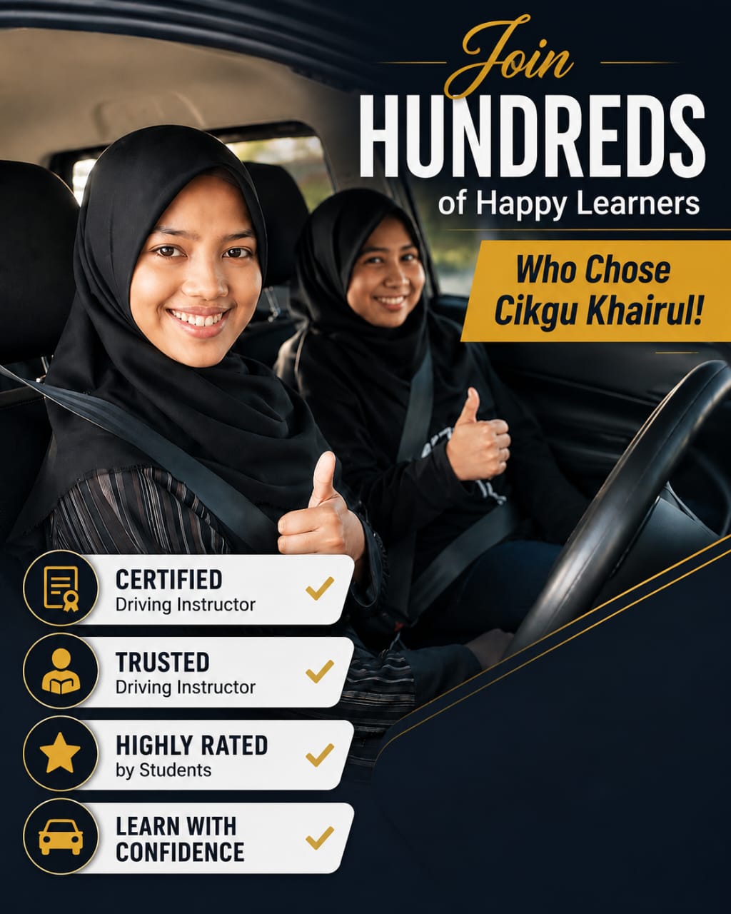 Pelajar sedang menjalani latihan memandu
